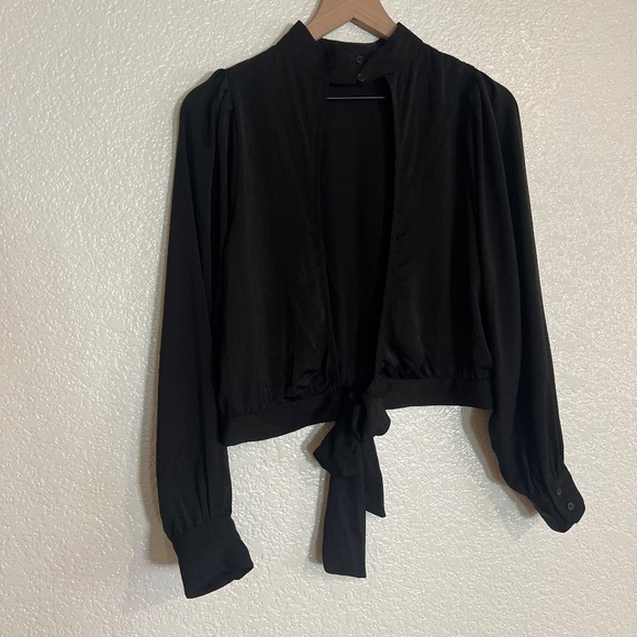 Banana Republic Factory Long Sleeve Cropped Open-Back Blouse - Picture 7 of 15